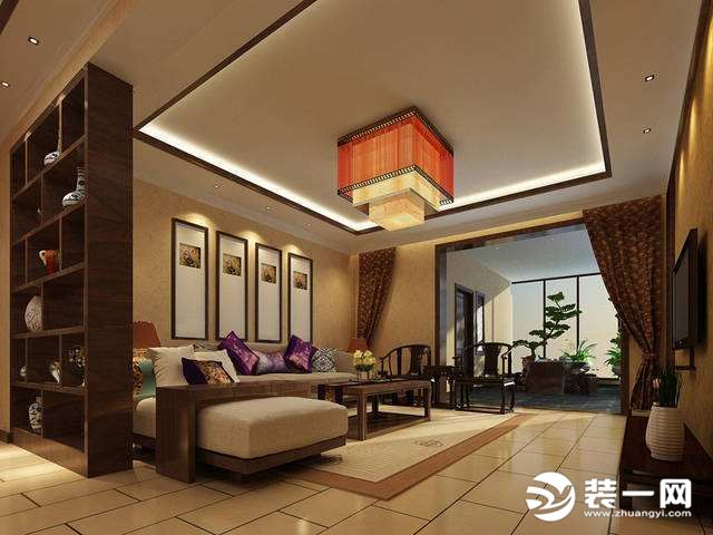 中式博古架隔断效果图