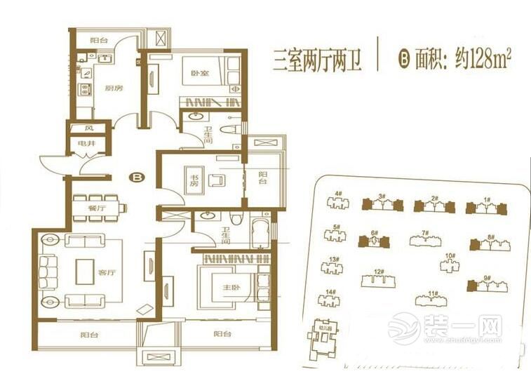 郑州建业运河上院128平三居装修案例