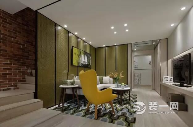 60平复式两居现代loft风格客厅装修效果图